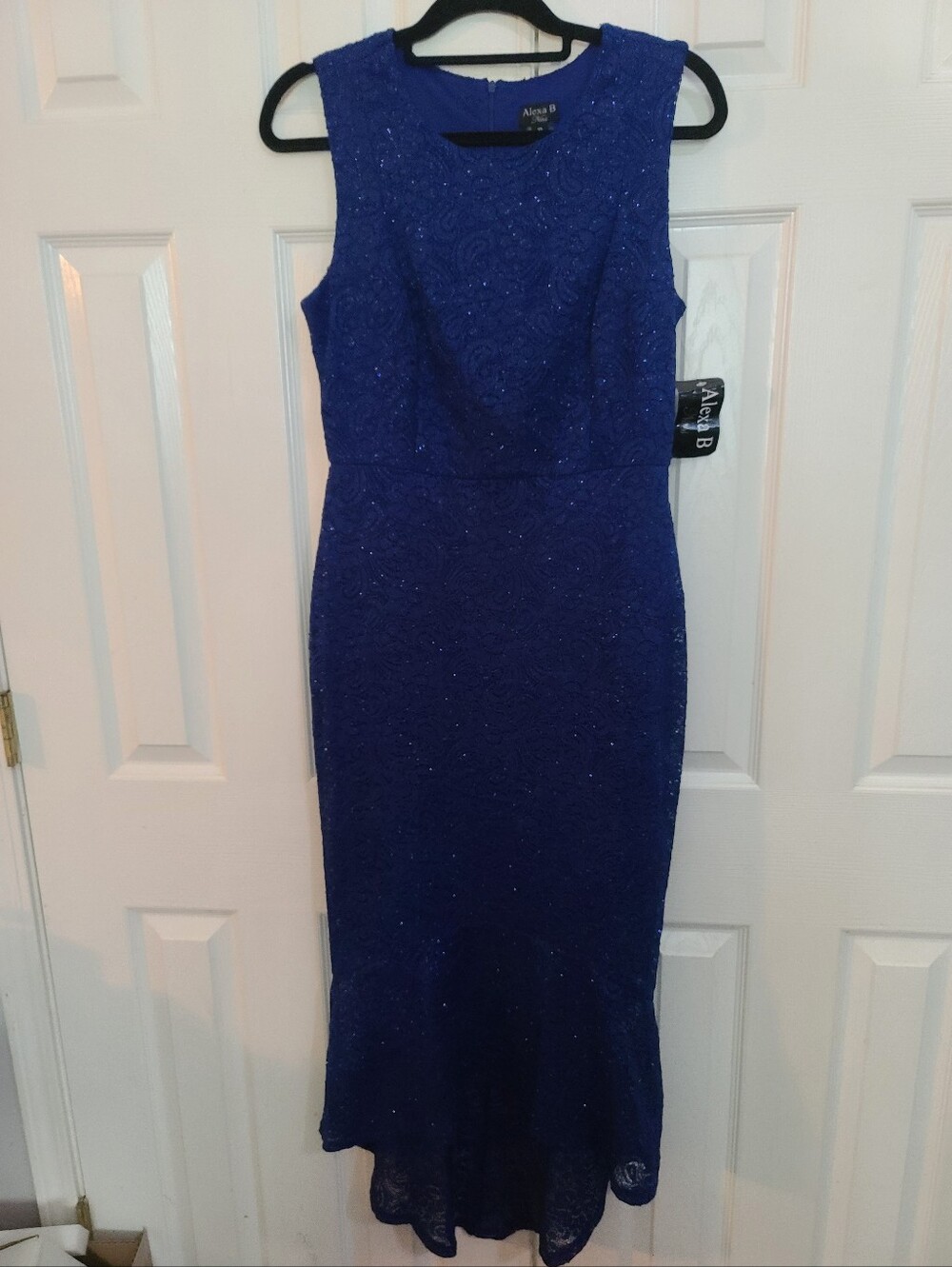Alexa B Royal Blue Sleeveless Lace Midi Dress